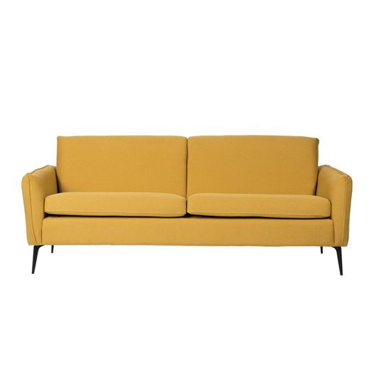 Mustard upholstered sofa, 193x76.5x79 cm