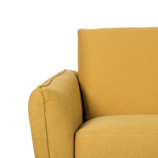 Mustard upholstered sofa, 193x76.5x79 cm