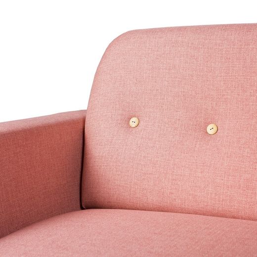 Sofa upholstered in rose, 197x74x89 cm