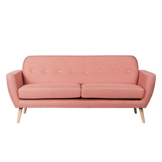 Sofa upholstered in rose, 197x74x89 cm