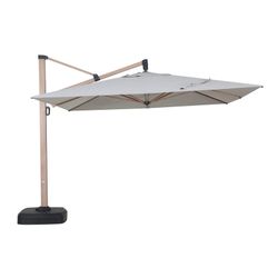 Ombrellone in alluminio e tessuto grigio chiaro, 350 x 400 x 300 cm | Mitre