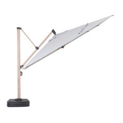 Ombrellone in alluminio e tessuto grigio chiaro, 350 x 400 x 300 cm | Mitre