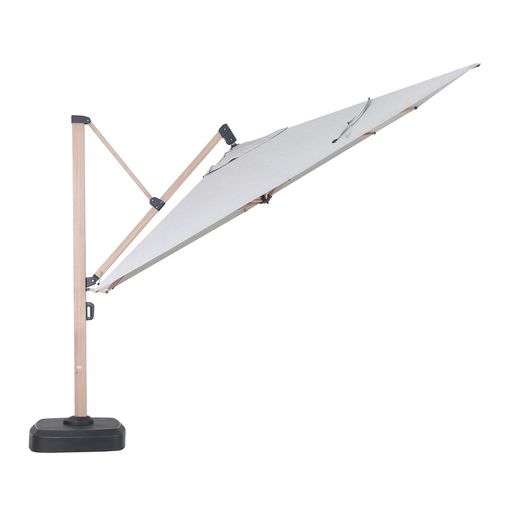 Ombrellone in alluminio e tessuto grigio chiaro, 350 x 400 x 300 cm | Mitre