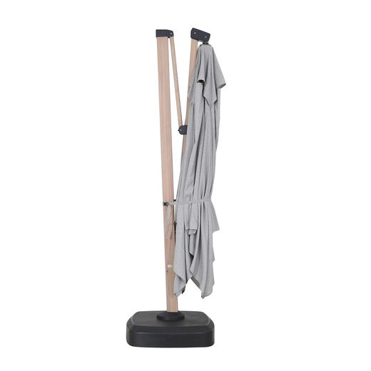 Ombrellone in alluminio e tessuto grigio chiaro, 350 x 400 x 300 cm | Mitre