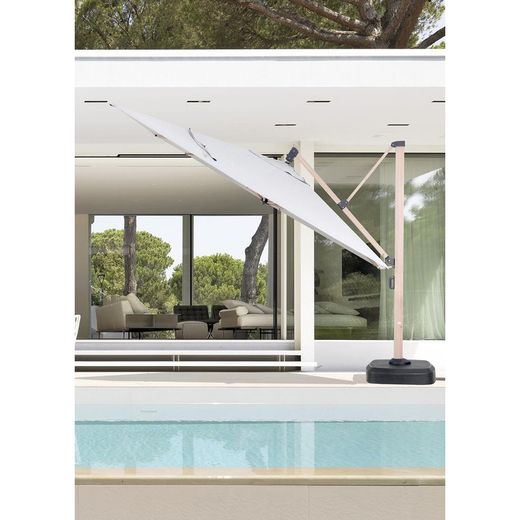 Ombrellone in alluminio e tessuto grigio chiaro, 350 x 400 x 300 cm | Mitre