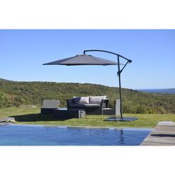 Sombrilla Redonda de Acero y Poliéster Gris Antracita, Ø300x240 cm