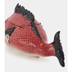 Terrine aus Steingut in Kastanienbraun und Weiß, 43 x 18 x 23 cm | Fisch