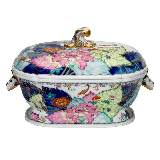 Zuppiera in porcellana multicolore, 23,5 x 34,6 x 23 cm | Foglia di tabacco