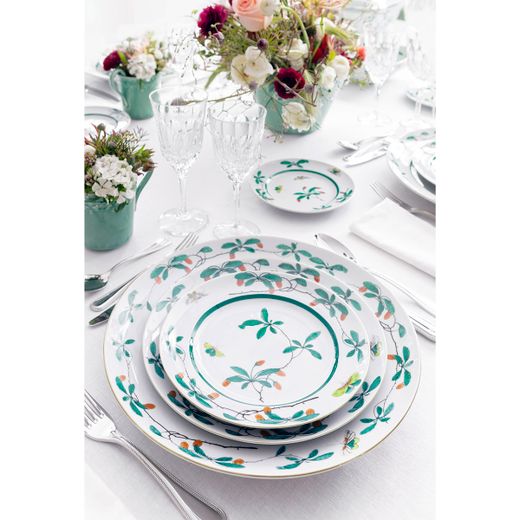 Assiette à dessert en porcelaine multicolore, 21,6 x 21,6 x 2,6 cm | Famille Verte