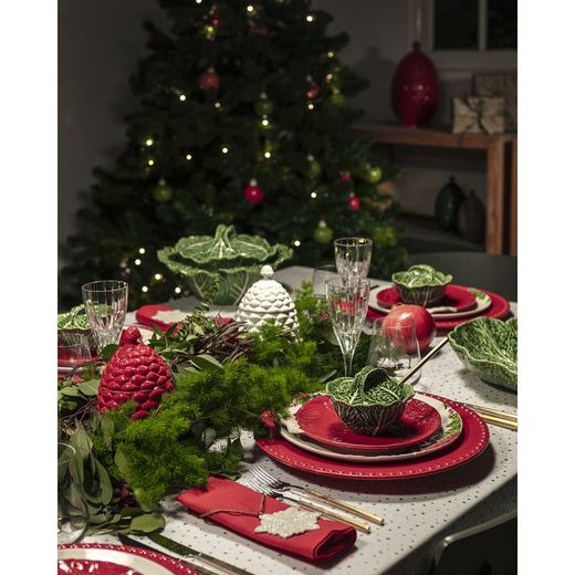 Individual soup tureen S made of earthenware in green, Ø 13.5 x 10.5 cm | Cabbage