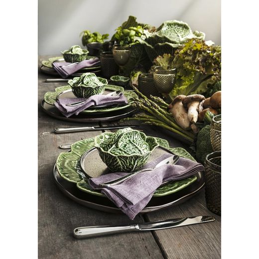 Individual soup tureen S made of earthenware in green, Ø 13.5 x 10.5 cm | Cabbage