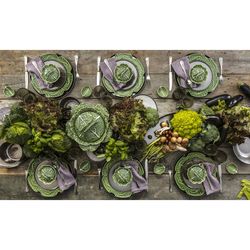 Individual soup tureen S made of earthenware in green, Ø 13.5 x 10.5 cm | Cabbage