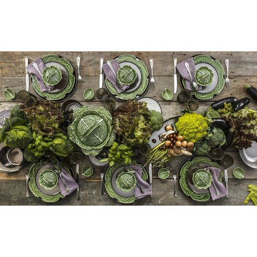 Individual soup tureen S made of earthenware in green, Ø 13.5 x 10.5 cm | Cabbage