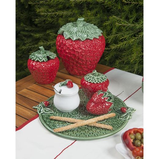 L lergodsterrin i rött och grönt, Ø 22 x 25,3 cm | Jordgubbar