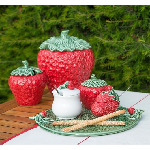 L lergodsterrin i rött och grönt, Ø 22 x 25,3 cm | Jordgubbar