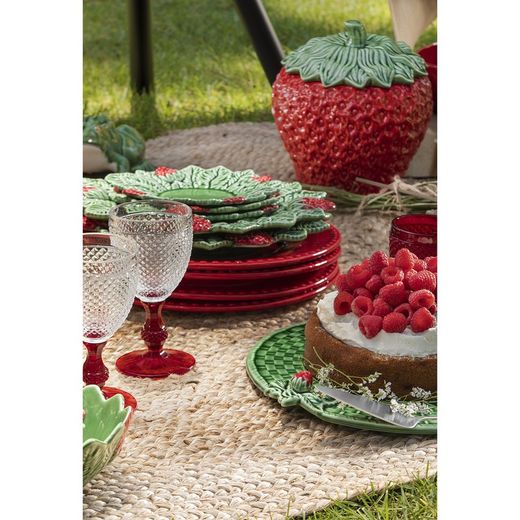L lergodsterrin i rött och grönt, Ø 22 x 25,3 cm | Jordgubbar