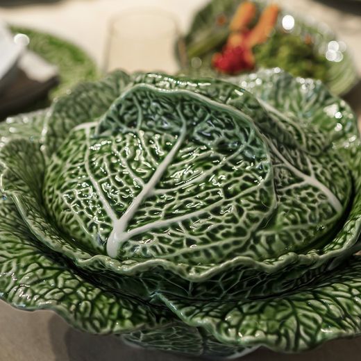 Grüne Steingutterrine L, 33 x 33 x 21,7 cm | Kohl