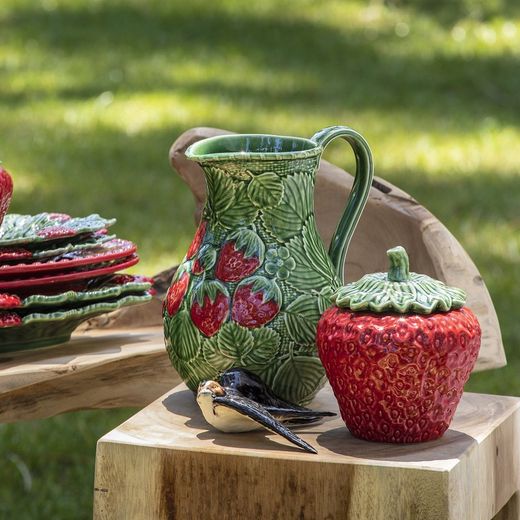 Waza ceramiczna S w kolorze czerwonym i zielonym, Ø 13,5 x 16,7 cm | Truskawki