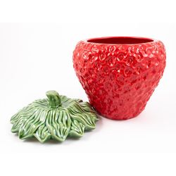 Waza ceramiczna S w kolorze czerwonym i zielonym, Ø 13,5 x 16,7 cm | Truskawki