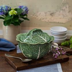 S earthenware soup tureen in green, 27.3 x 26.8 x 20.5 cm | Cabbage