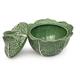 S earthenware soup tureen in green, 27.3 x 26.8 x 20.5 cm | Cabbage
