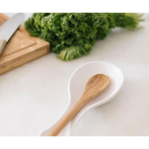 White ceramic spoon holder, 24 x 10 x 3 cm
