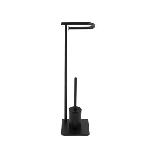 Soporte para papel y escobilla de baño de metal en negro, 20 x 20 x 78 cm | Metal