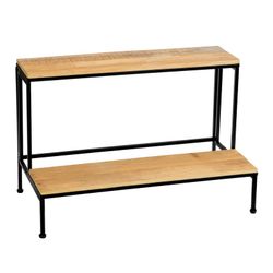 Suporte para plantas em madeira natural/preta e metal, 75 x 40 x 49 cm