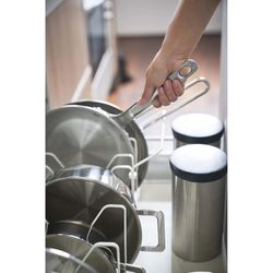 Soporte para sartenes de ABS y acero en blanco, 45 x 20 x 17,5 cm | Tower