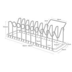 Soporte para sartenes de ABS y acero en blanco, 45 x 20 x 17,5 cm | Tower