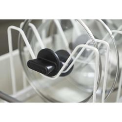 Soporte para sartenes de ABS y acero en blanco, 45 x 20 x 17,5 cm | Tower