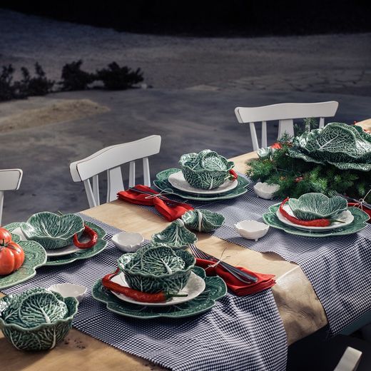 Soporte para tartas de loza en verde, Ø 31 x 13 cm | Repollo