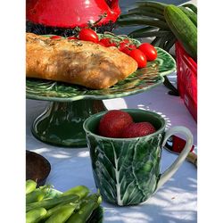 Soporte para tartas de loza en verde, Ø 31 x 13 cm | Repollo