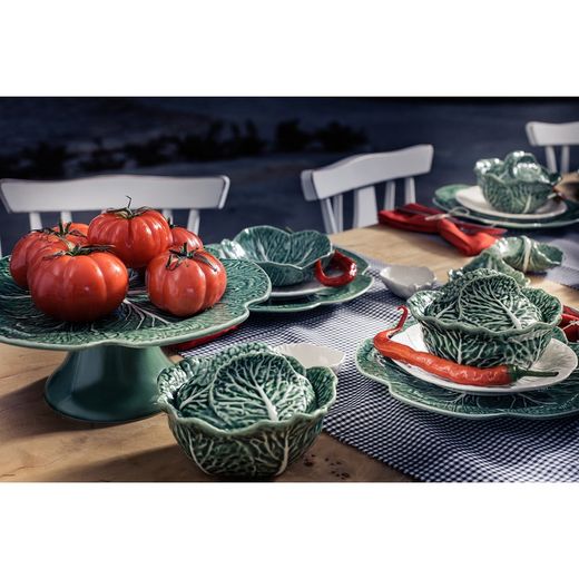 Soporte para tartas de loza en verde, Ø 31 x 13 cm | Repollo