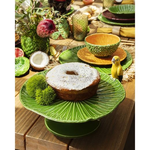 Ceramiczny stojak na ciasto w kolorze zielonym i żółtym, 34 x 33,2 x 19,2 cm | Amazonka