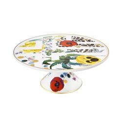 Porcelain cake stand in multicolor, Ø 25.8 x 18 cm | Spring