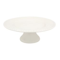 Large stoneware cake stand in light grey, 34.5 x 34.5 x 12.5 cm | Fantasy