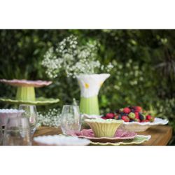 Alzata per torta in terracotta S Dalia in rosa e verde, 31 x 28 x 10 cm | Maria Fiore