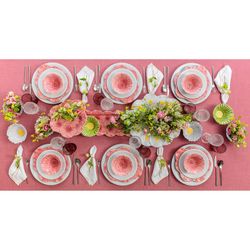 Soporte para tartas S Dalia de loza en rosa y verde, 31 x 28 x 10 cm | María Flor