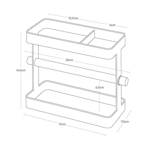 Soporte para utensilios de cocina de acero y madera en blanco y natural, 20 x 7,5 x 14,5 cm | Tosca