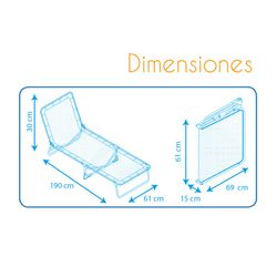3-foot superbed in textileine and aluminum structure, 190x61x30 cm
