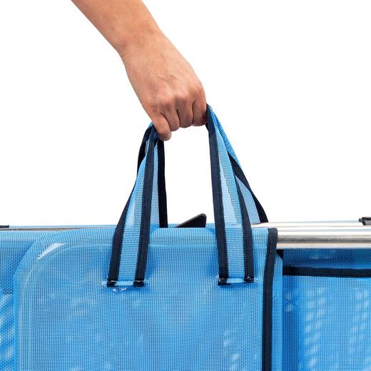 3-foot superbed in textileine and aluminum structure, 190x61x30 cm