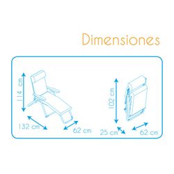 Super espreguiçadeira de 6 posições com apoio de cabeça e pés anatômicos, acolchoamento de 5 cm e estrutura de aço, 132x62x114 cm
