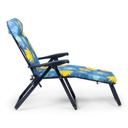 Super espreguiçadeira de 6 posições com apoio de cabeça e pés anatômicos, acolchoamento de 5 cm e estrutura de aço, 132x62x114 cm