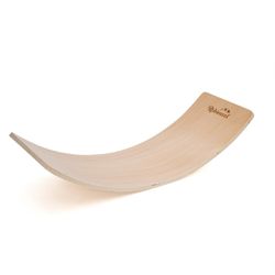 Balansbräda i montessoristil av naturfärgat trä, 82x30x19 cm | Kurvig