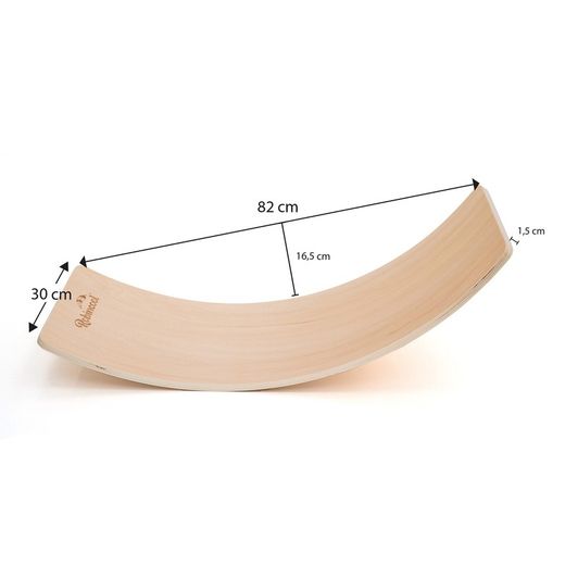 Balansbräda i montessoristil av naturfärgat trä, 82x30x19 cm | Kurvig