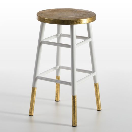 Stool 36x36x60 Metal White / Gold