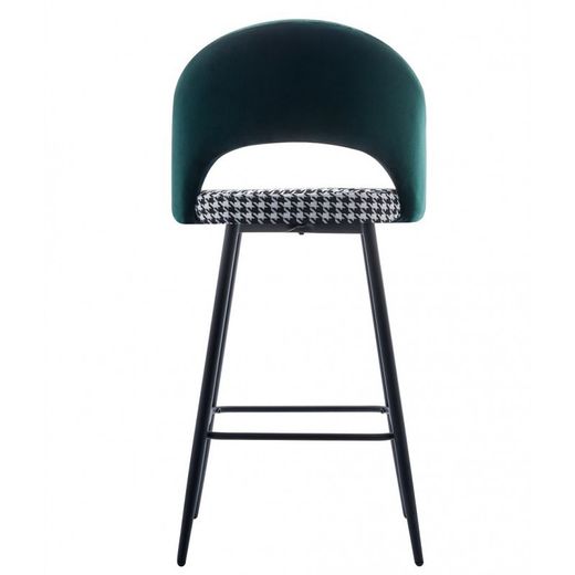 Cleo hög pall med ryggstöd i grön sammet och metall/Houndstooth, 52x47x108 cm