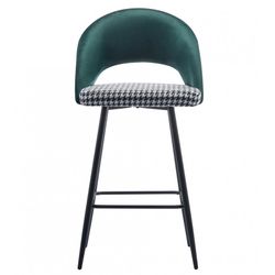 Cleo hög pall med ryggstöd i grön sammet och metall/Houndstooth, 52x47x108 cm