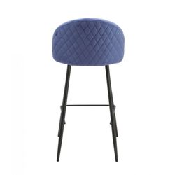 Magda hög pall med ryggstöd i sammet och blå/svart metall, 47x50x96 cm